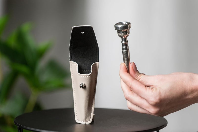 Artone Trumpet MOUTHPIECE POUCH. Single holder for trumpet mouthpieces, crafted from Faux leather case. Protective mouthpiece bag Secure storage. Gift for trumpeter. Trumpet accessories (Beige, Pouch Single) - Image 3